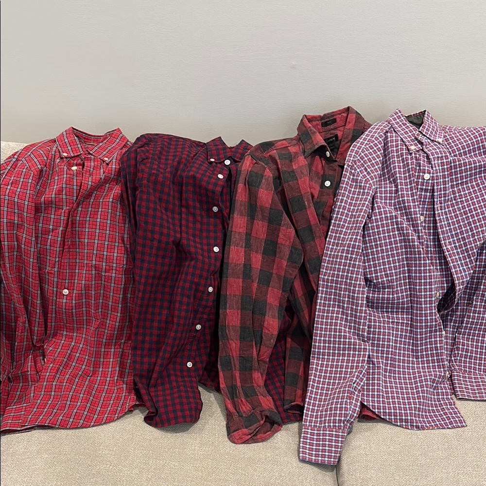 Men's Red Checkered JCrew Shirt Bundle